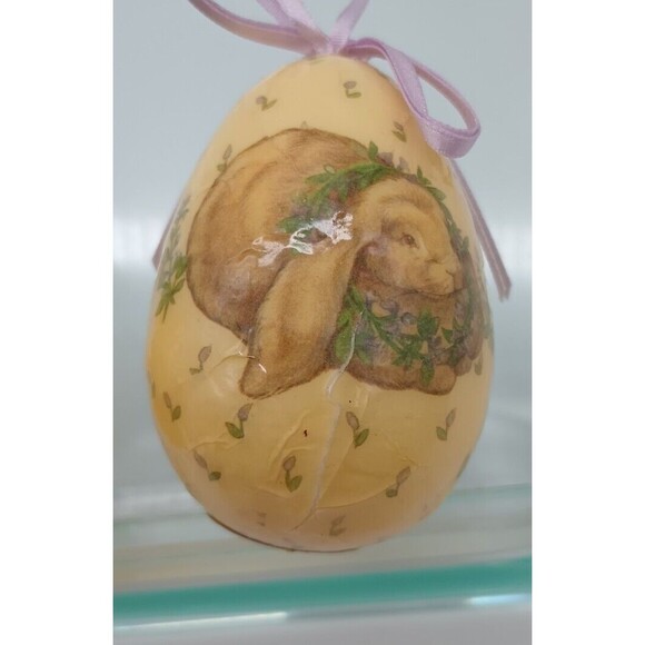 2 Vintage Paper Mache Bunny Easter Eggs 1989 Dakin Ornaments - Picture 5 of 8